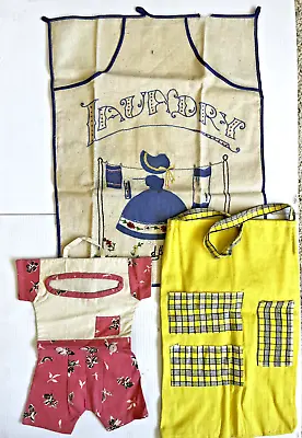 Vintage Handmade Embroidered Hanging Laundry Bag & 2 Adorable Clothes Pin Bags • $9.95