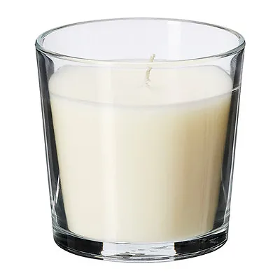 NEW IKEA SINNLIG SCENTED GLASS CANDLE In VANILLA PLEASURE VANILLA Burns 25 Hrs • £3.99