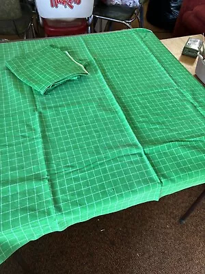 2 Vintage Handmade 34  X 42  Green & White Checkered TABLECLOTHS • $5.99