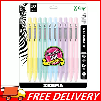 10pk Zebra Pen Z-Grip Pastel Retractable Pen Assorted Medium Point 1.0mm Black • $12.64
