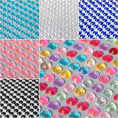 £1.99 • Buy 252 X  6mm Self Adhesive Stickers Rhinestone StickOn Jewel Gem Crystal Gems