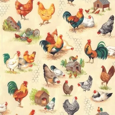 100% Cotton Fabric Nutex Farm Animals In The Country Sheep Pig Horse Tractor Cow • £1.99