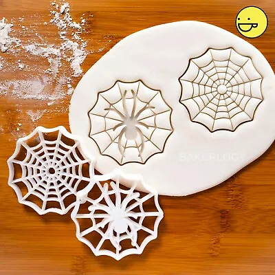 Set Of 2 Cookie Cutters: Spider Cobweb Spiderweb Web Halloween Biscuit Treats • £18.02