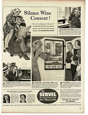 1939 Servel Electrolux Gas Refrigerator Checking How Quiet  Vintage Print Ad • $8.95