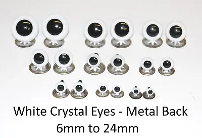 WHITE Crystal Eyes With METAL BACKS - Traditional Teddy Bear Doll Animal Safety • £3.29