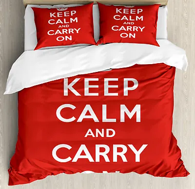 Keep Calm Duvet Cover Set Royal UK Crown Red • £32.99