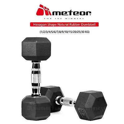 $49.95 • Buy METEOR 1-30kg Pair Rubber Hex Dumbbell Fitness Gym Strength Weight Training