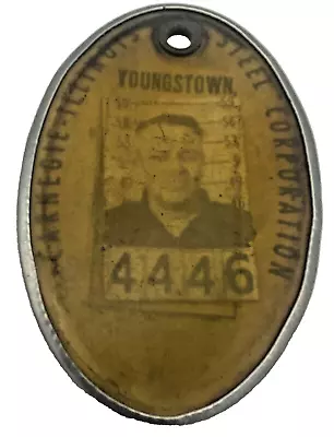 Vintage Carnegie Illinois Steel Corporation Employee Photo I.D. Badge Youngstown • $22.25