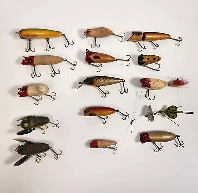 Vtg Fishing Lures Lot Of 15 Zig Wag Heddon Crazy Crawler South Bend Meadow Mouse • $39.99