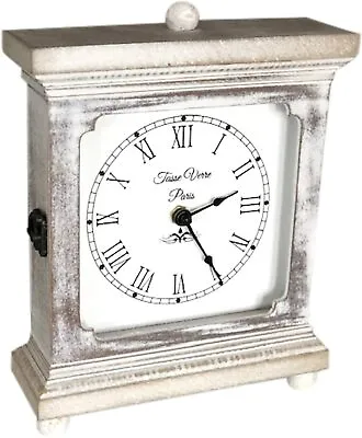 Rustic Shelf Clock 9 X7  Quiet Silent Farmhouse Mantel Desk Wood - AA Battery • $27.97