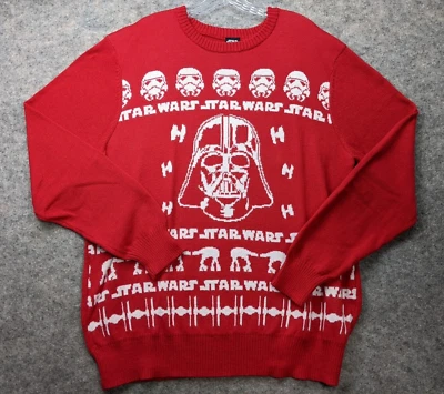 $22.88 • Buy Star Wars Christmas Sweater Mens Size XL Red White Darth Vader Storm Troopers