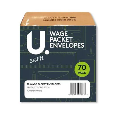 U.earn Wage Packet Envelopes 70 Pack • £3.19