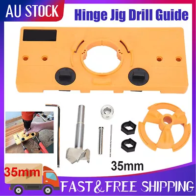 35mm Concealed Hinge Jig Drill Guide Set Drill Bit Cabinet Door Hole Cutter AU • $27.89