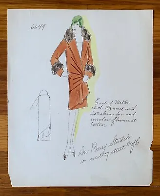1920's DUBARRY STUDIOS Vintage ART DECO Fashion Design Original Colored Print • $70