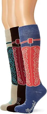 Wrangler Womens Boot Knee High Tall Cowgirl Western Pattern Long Socks 3 PK • $15.99