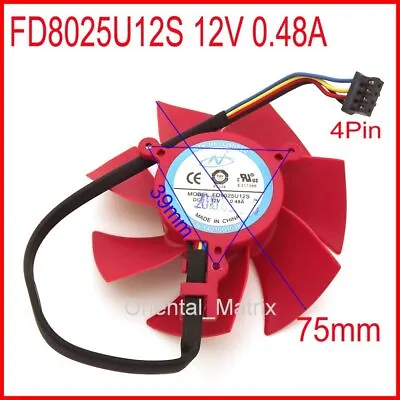 NTK FD8025U12S 12V 0.48A 75*39*39mm XFX HD5870 HD5850 Graphics Card Cooling Fan • $9.30