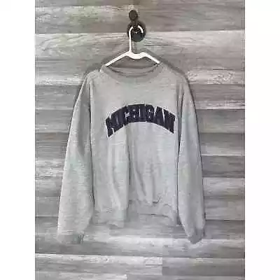 Pro Player Sweater Mens Medium Gray Michigan Long Sleeve Crewneck Sweatshirt • $17.59