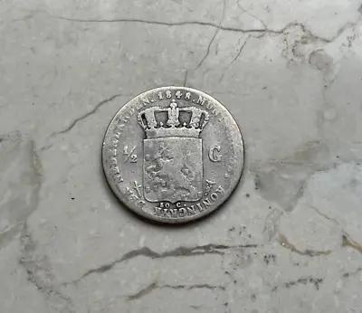 1848 Netherlands 1/2 Half Gulden - Cleaned • $15