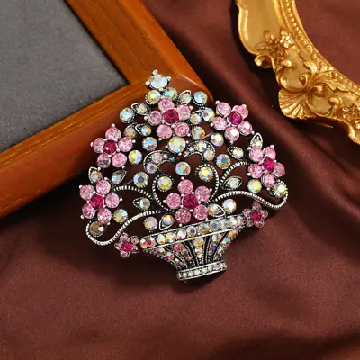 Women Rhinestone Flower Brooches Vintage Exquisite Bouquet Pins Party Corsage • $3.59