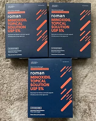 3X ROMAN MINOXIDIL TOPICAL SOLUTION USP 5% - 9 MONTH SUPPLY- New In Box & Sealed • $50