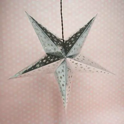 26  Silver Foil Cut-Out Paper Star Lantern Hanging Decoration • $9.15