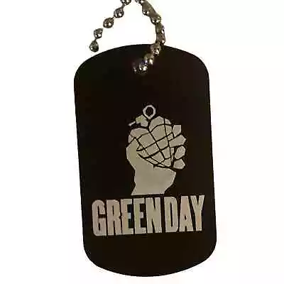 Green Day Band Engraved Aluminum Dog Tag With Necklace • $15