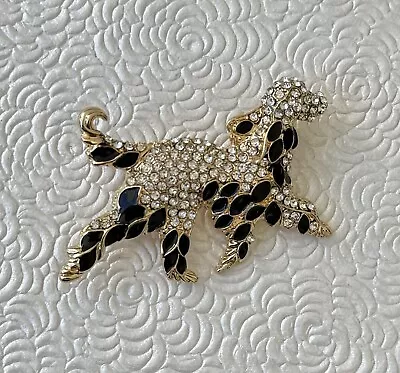 Dog Vintage Style Brooch Enamel On Gold Tone Metal • $14