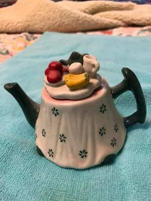 Mini Teapot Shaped Like A Table Serving Tea And Fruit • $5