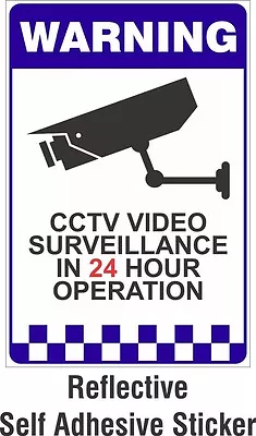 Warning CCTV Security Surveillance Camera REFLECTIVE Sticker 200x300mm • $9.99