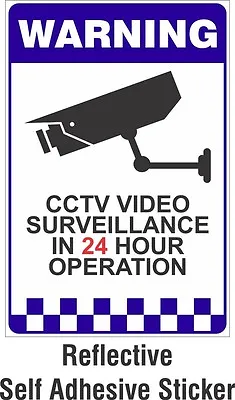 Warning CCTV Security Surveillance Camera REFLECTIVE Sticker Sign 66x100mm • $2.89