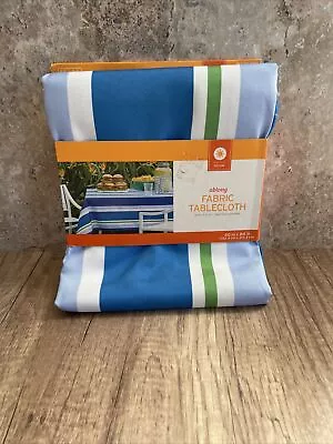 Tablecloth 60 X 84 Target Decor Oblong Striped Fabric Blue Green White • $17.99