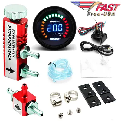 0-45 PSI Manual Boost Controller Kit RED + 52mm Digital Electronic BOOST GAUGE • $36.97
