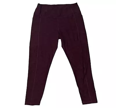 Victorias Secret Yoga 7/8 Length Leggings Size 14 Purple Plum Pockets Free Ship • $21.78