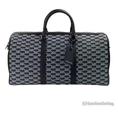 Michael Kors Cooper Black Signature Jacquard Canvas Duffle Travel Luggage Bag • $175