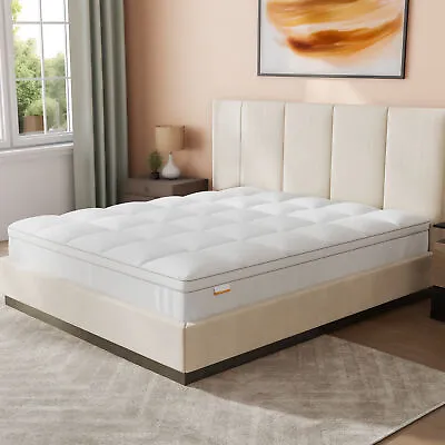 Thick Mattress Pad Quilted Mattress Topper Cover SoftTwin Full Queen King Size • $34.77