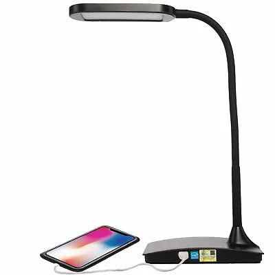 LED Desk Lamp With USB Charging Port 3-Way Touch Switch Dorm Room Office Black • $16.99