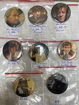 Doctor Who Vintage 8 Button Pin Collection Dalek K-9 • $29.99