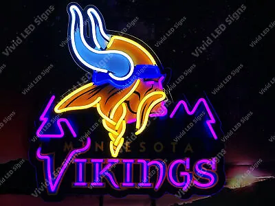 Minnesota Vikings Logo Vivid LED Neon Sign Light Lamp With Dimmer • $249.99