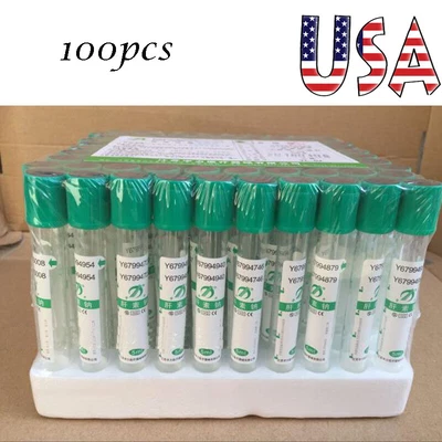 $20.99 • Buy 100pcs Vacuum Blood Collection Tubes Heparin Sodium Tubes Clinic 3mL Plastic FDA