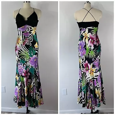 Mary L Couture Womens Dress Size 6 Tropical Floral Gown Long Spaghetti Strap • $150