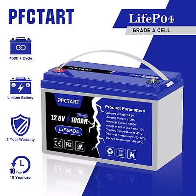 100Ah Lithium LiFePO4 12V Deep Cycle Battery – Built-in BMS For RV Marine Camp • $269.99