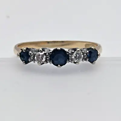 18ct Gold Ring Sapphire Diamonds Gemstones Ring Size I 1/2 - 18ct Yellow Gold • $649.09