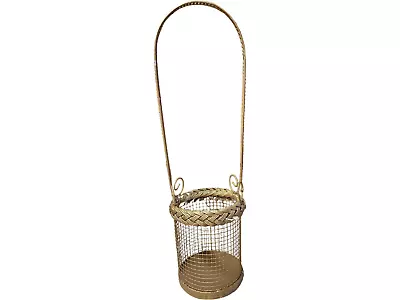 Vintage Gold Metal Wine Basket Wire Holder Storage Carry 17  • $14