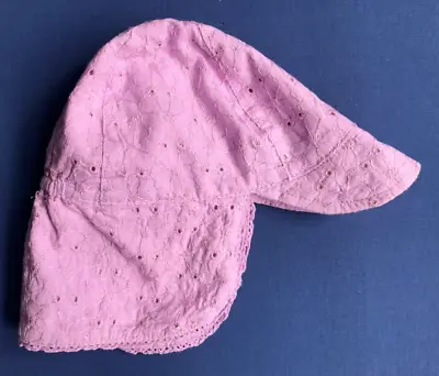 Summer Sun Hat For Baby Girl 0-3 Months Lilac Peaked With Neck Protector • £1