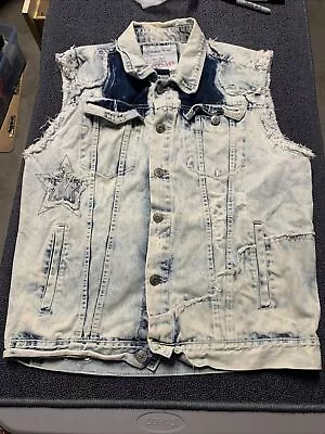 Smoke Rise Men’s American Sleeveless Biker Jean Jacket Vest Size XL Distressed • $37.34