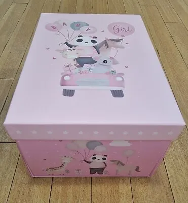 Baby Girl Flat Pack Medium Gift Box Pink  Baby Shower ' 23 X 34 X 16 Cm • £5.99