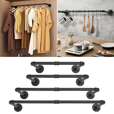 Industrial Pipe Clothing Rack Wall Mounted Clothes Rail Hanging Display Rack UK • £6.94