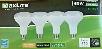 4 Bulbs Maxlite BR30 E26 LED Light Bulbs 8W / 65W Equivalent Soft White Dimmable • $18.74