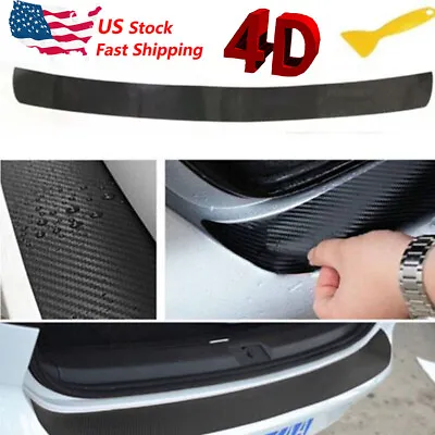 Universal 4D Carbon Fiber Car Rear Bumper Trunk Tail Lip Protect Decal Sticker Q • $8.50