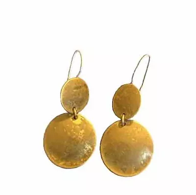 Marjorie Baer MB SF Signed Vintage Brass Artisan Vintage Dangle Earings • $30